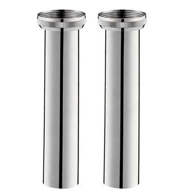 2er Set Siphon Verlängerung Rohr Edelstahl 157mm Für Waschbecken Ablauf