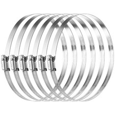 6 inch Hose Clamp Adjustable 304 Stainless Steel Duct Clamps Worm Gear Adjust...