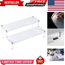 Clear Acrylic 2-Tier Riser Display Shelf for Cosmetics  Figures   Easy Assembly