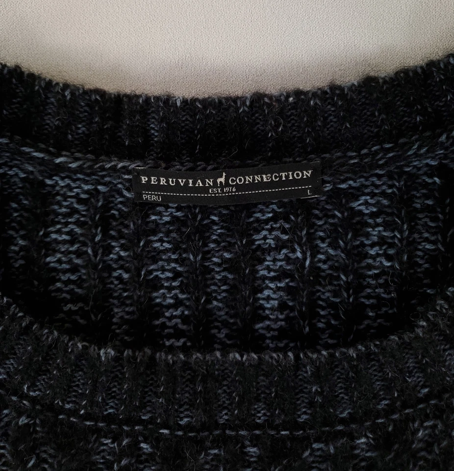 Peruvian Collection 100% Alpaca Wool Crew Neck Sweater Dark Gray Mens L - Image 2 of 4
