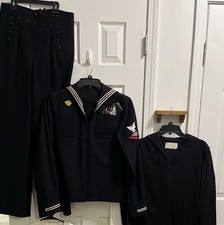 Vintage US Navy Sailor Cracker Jack Wool Uniform Pants, 2 Tops