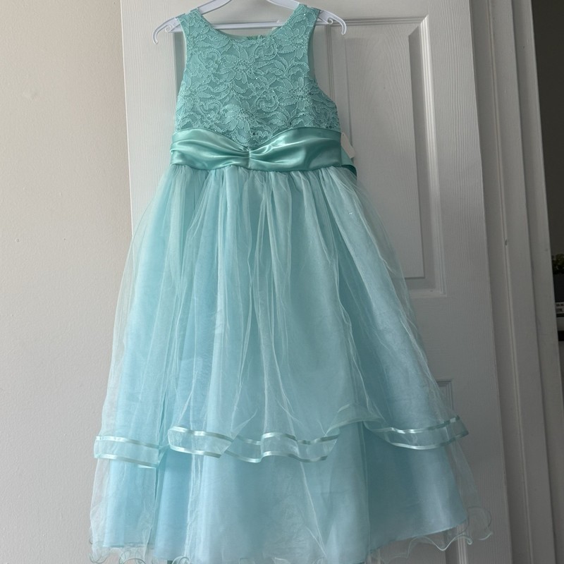 Light Blue Lace Tulle Dress Formal/Flower Girl Size 14.