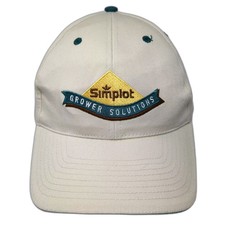 Simplot Grower Solutions Baseball Cap Beige Blue OS Adjustable Embroidered Hat