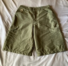 JNCO Cargo Shorts Mens 34 Green Skulls Vintage Y2K Hear See Speak No Evil