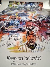 1997 San Diego Padres baseball uncut sheet poster car collectable