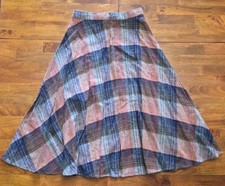 Vintage Womens Pleated Wool Skirt Plaid A Line Union Made Sz 11 See Photos EUC