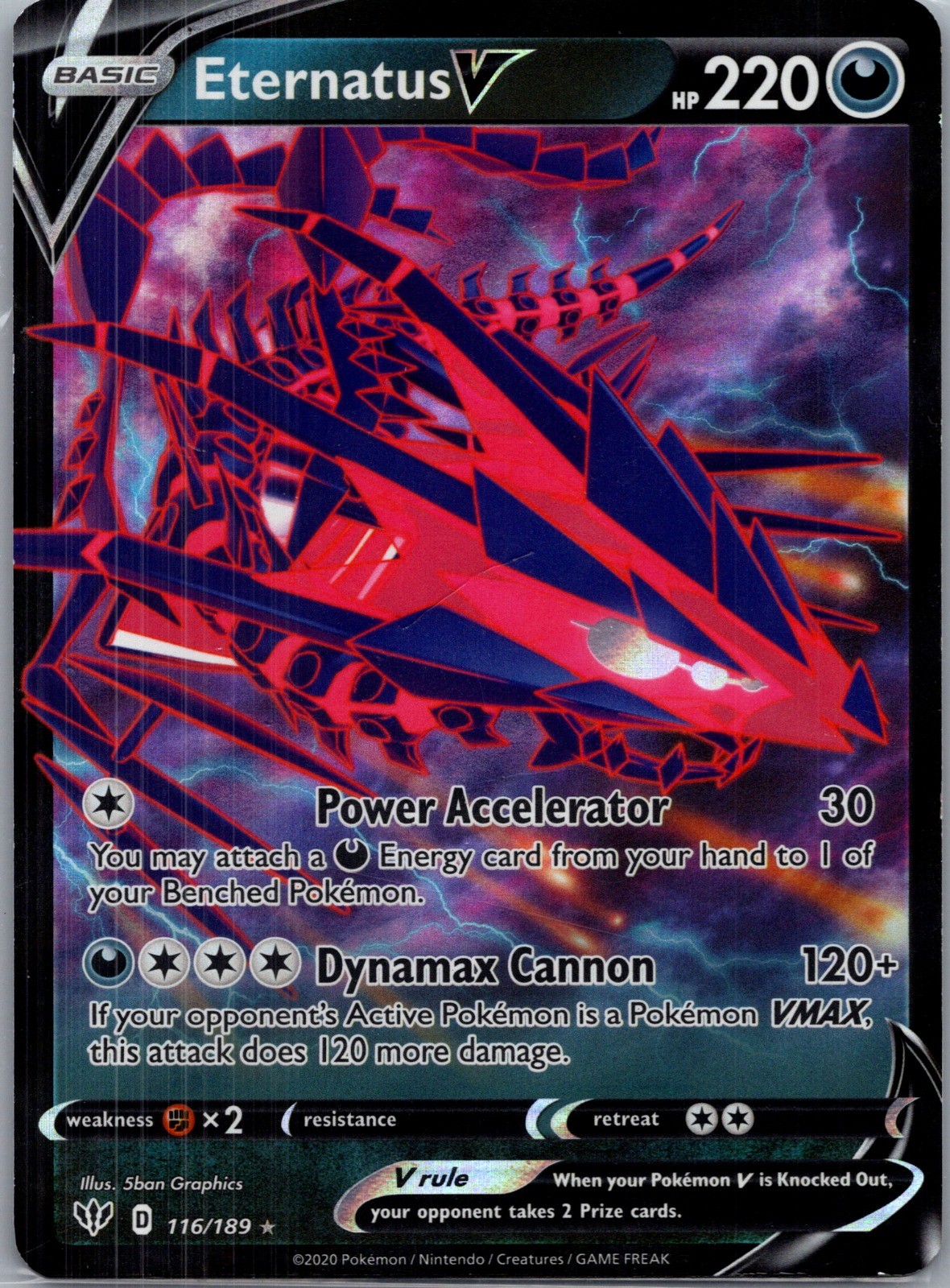 Eternatus V Holo Ultra Rare SWSH03: Darkness Ablaze 116/189 NM