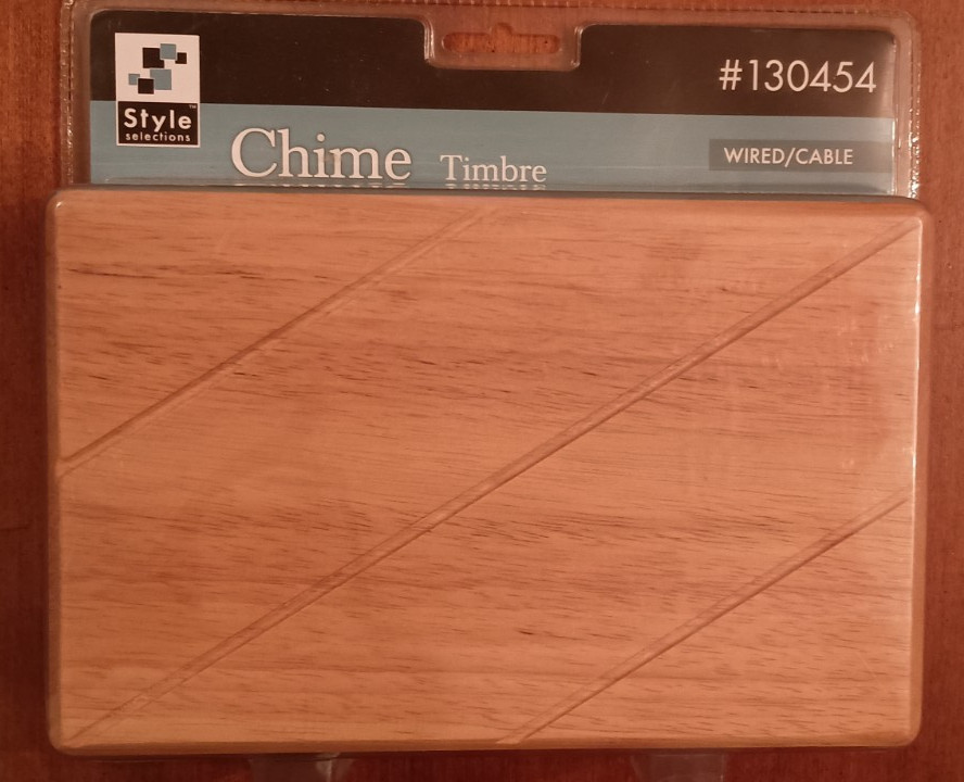 Style Selections Chime Timbre Doorbell Wired/Cable #130454 Wood Grain Brand New