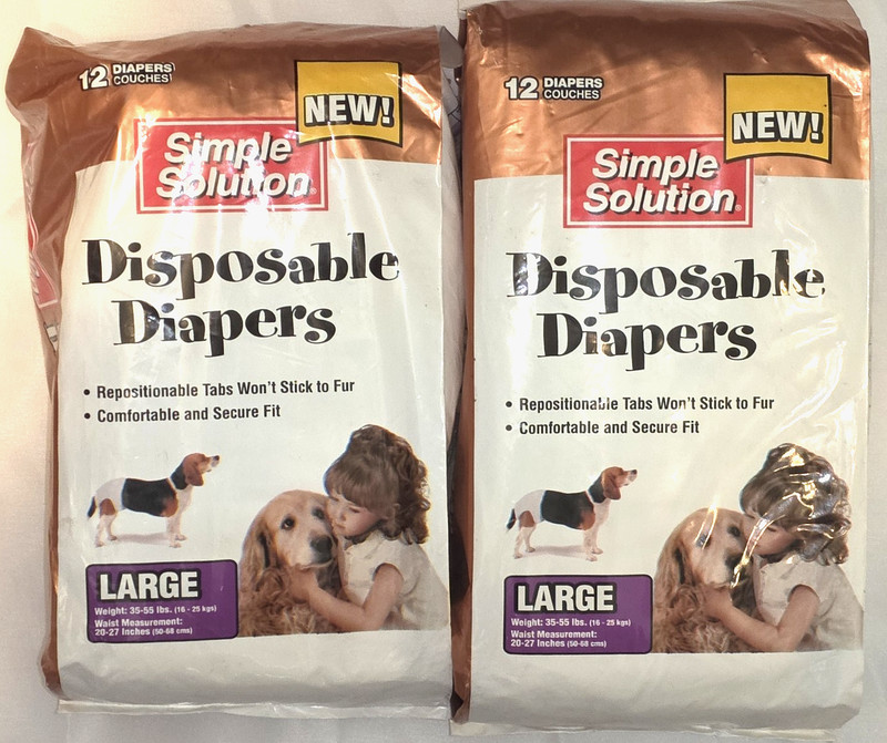 2 packs Simple Solution Disposable Dog Diapers for Female Dogs Size Large