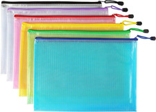 6 Pack Mesh Zipper Pouch Bags, Waterproof Zipper Pouch A4 Size