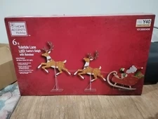 FACTORY SEALED 6Ft Giant-Sized LED Santa's Sleigh with Reindeer Holiday