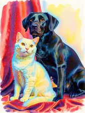 Custom Rainbow Bridge Pet Portrait  Dog Cat Memorial  Digital Art