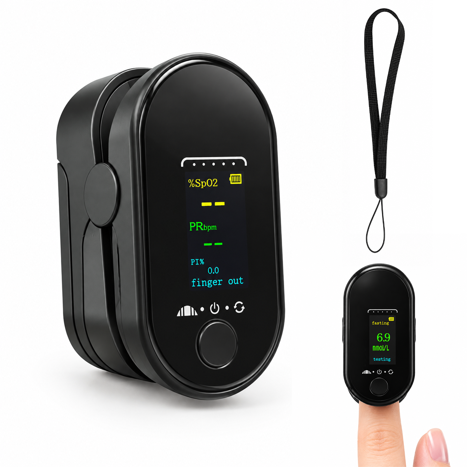 2-in-1 Non-Invasive Glucose & SpO2 Monitor, Portable Digital Pulse ...