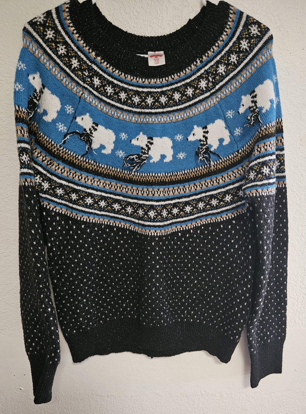 Womens Christmas Sweater Shirt Size M Holiday Time Polar Bear Retro