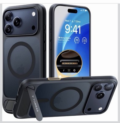 Torras Strong Magnetic Case for iPhone 17 Pro Max-w/ Adjustable Kickstand-Slim