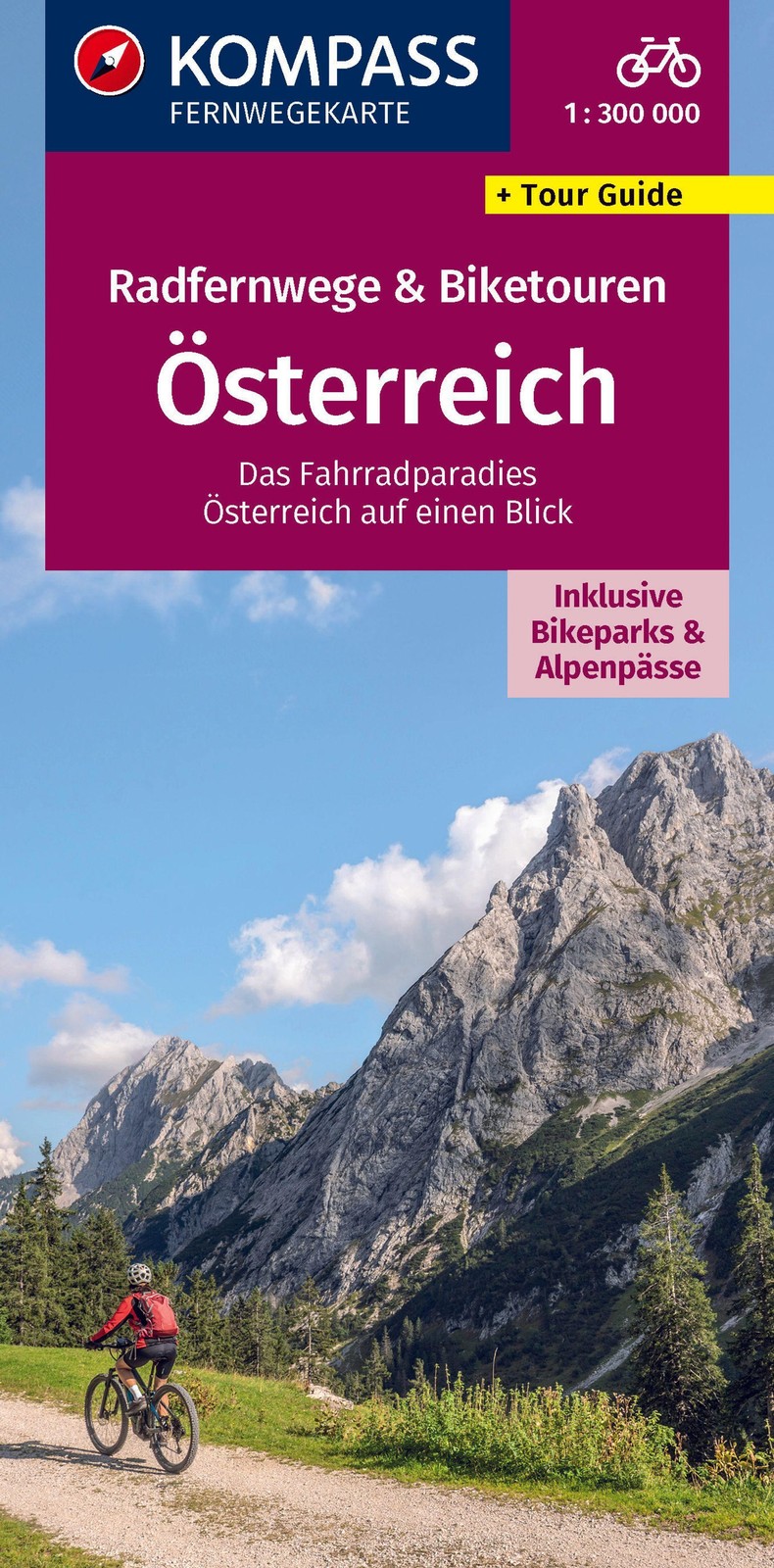 KOMPASS Radfernwegekarte Radfernwege & Biketouren Österreich - Übersichtskarte 1
