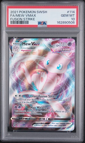 2021 POKEMON SWORD & SHIELD FUSION STRIKE #114 FULL ART/MEW VMAX PSA 10