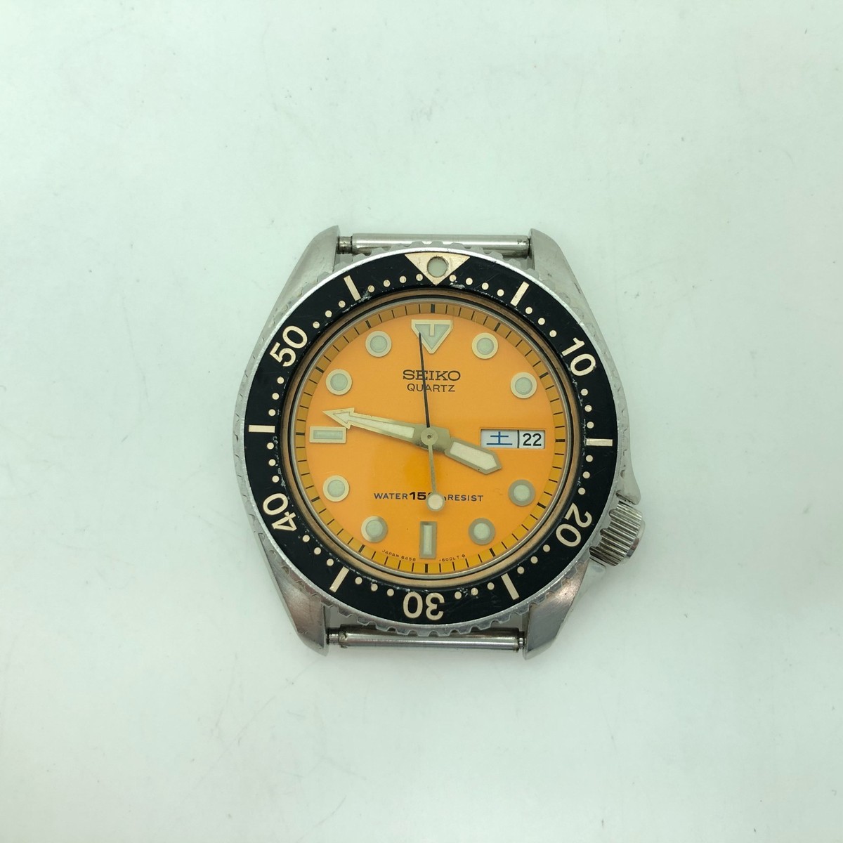 SEIKO オレンジダイバー150M QUARTZ デイデイト6458-600A w2265] SEIKO 6458-600A DIVER 150m Quartz New battery Orange dial