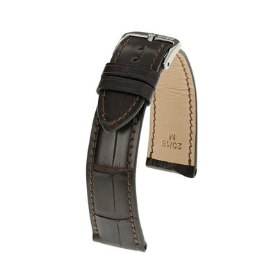 Uhrenarmband in Mokka, Alligatorleder, Krokodil von RIOS1931 - 5 Breiten