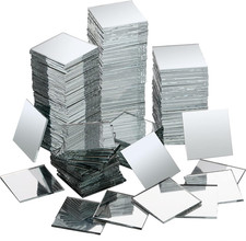 200 Pieces Glass Mirror Tiles for Crafts 1 in Small Square Mini Mirrors