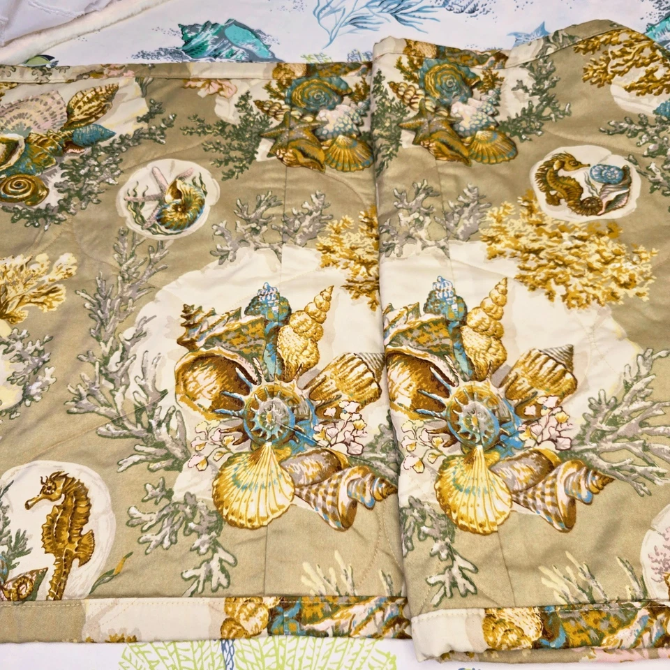 Lovely Coastal Beach Custom Made Bed Scarf Table Runner Shells Coral 25" X 91" - Image 2 of 4