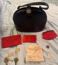 Saks Fifth Avenue * 1950 Leather Bag w/ Xtras + Orig Receipt Tag * Howard Hughes