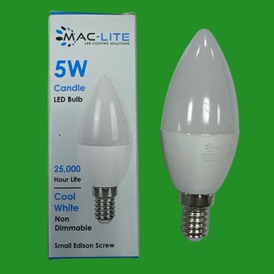 4x 5W (=40W) LED Kerze Glühbirne 6000K Cool Tageslicht Weiß Ses E14 S Schraube