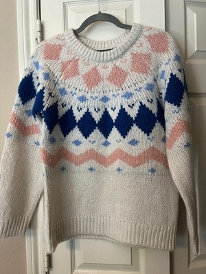 NWT Women's Cream Blue Pink Vero Moda Sweater - Medium