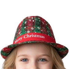 Ugly Sweater Fedora Hat Funny Christmas Element Red and Green Party Cap