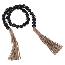 28 Inch Wood Bead Garland Home Decor with Tassels Black