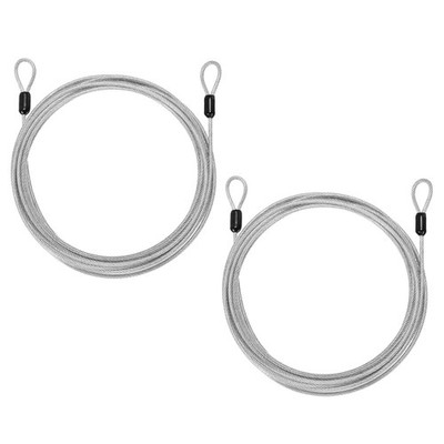 2pcs 1/8'' Dia 19.7ft Security Cable Lock Vinyl Coated Steel with Loops Silver