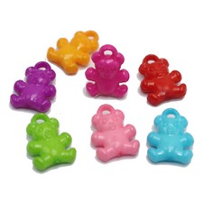 100 Mixed Bubblegum Color Acrylic Bear Charm Pendants 21X15mm Kids Crafts DIY