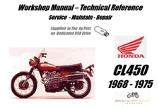 Honda CL450 CL 450 Manuale Officina Servizio Riparazione USB 1968 - 1975
