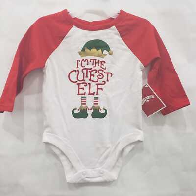 I M The Cutest Elf Long Sleeve Bodysuit Size 0-3 M Color White
