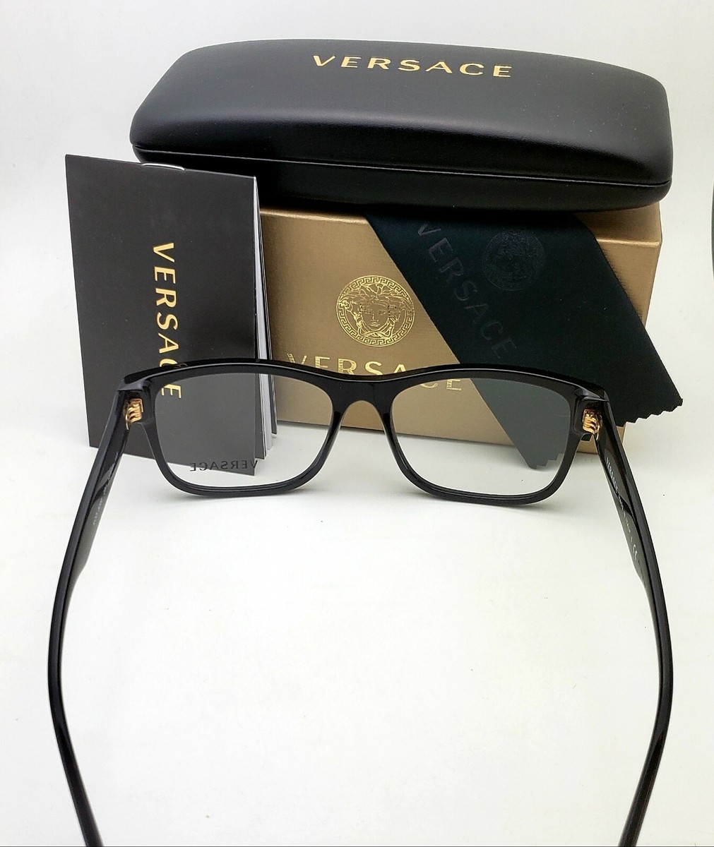 New Authentic Versace 3266 GB1 Eyeglasses Black 55-17 145 New VERSACE Rectangular Eyeglasses MOD. 3266 GB1 55-17 Black  main image 2