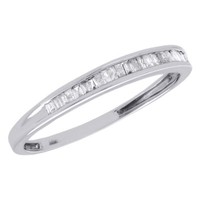 10K WeißGold Baguette Diamant Ehering 1.85Mm JubiläUm Ring 0.17 Karat