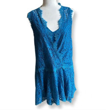 Free People Heart in Two Lace Mini Dress Deep Ocean Teal Blue Size Medium