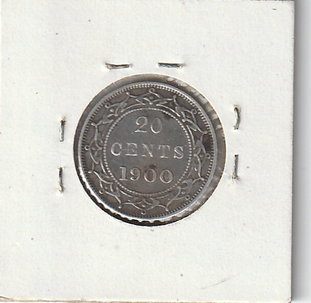1900 Newfoundland 20 Cents Silver Coin Mintage of 125,000