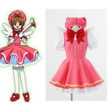 Cardcaptor Sakura kinomoto sakura cosplay fight costume Magical pink dress 