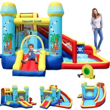 Inflatable Bounce House Kids Water Slide Park W/Splash Pool Play Jumping Area