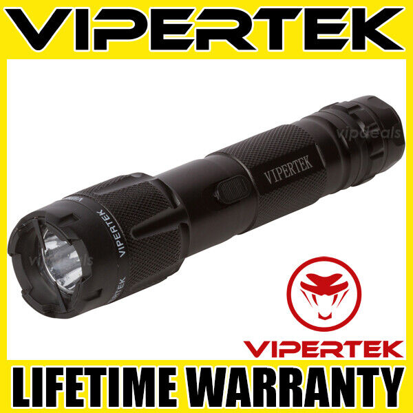 VIPERTEK Stun Gun VTS-T03 BLACK 500 BV Metal Rechargeable LED Flashlight