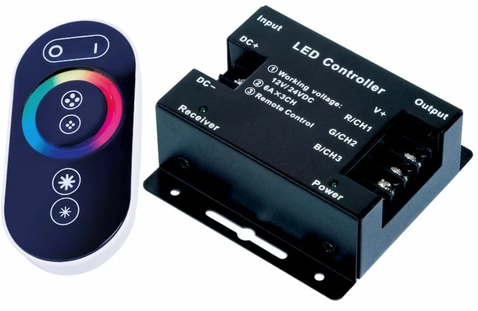 CONTROLLER DIMMER RGB TELECOMANDO TOUCH RF 12-24V 18A PER STRISCIA LED RGB 5050 - Immagine 2 di 4