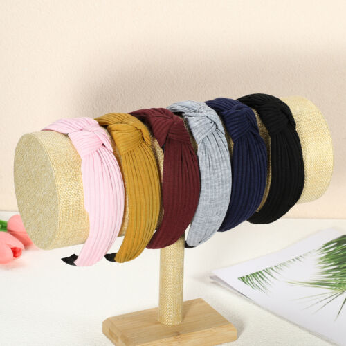 1Pcs Textured Cotton Knot Headband Soft Hairband for Women Gray 1.3" Wide - Picture 7 of 7