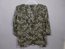 A.N.A. A New Approach Women's Shirt Ruffle High low quarter length Cotton XL 