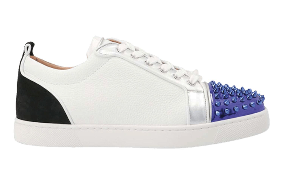 Christian Louboutin Louis Junior Spikes Flat White Purple Low