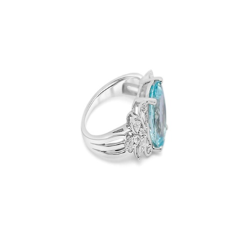 3.75 Ctw Blue Topaz Cocktail Ring 925 Sterling Silver Bridal Wedding ...
