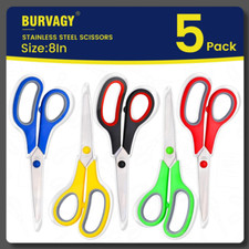 Scissors Set of 5-Pack 8 Scissors All Purpose Comfort-Grip Handles Sharp Sciss