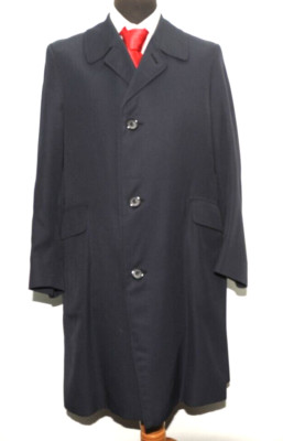 VINTAGE RARE AQUASCUTUM AQUA 5 MAC REGENMANTEL GRÖSSE 38'' R MARINEBLAU 1970ER JAHRE