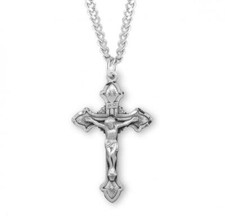 Flared Sterling Silver Classic Crucifix Features 184in Long chain