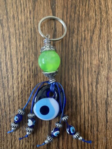 Porte-clés bleu mauvais œil protection bénédiction charme religieux cadeau vendeur américain - Photo 1 sur 2